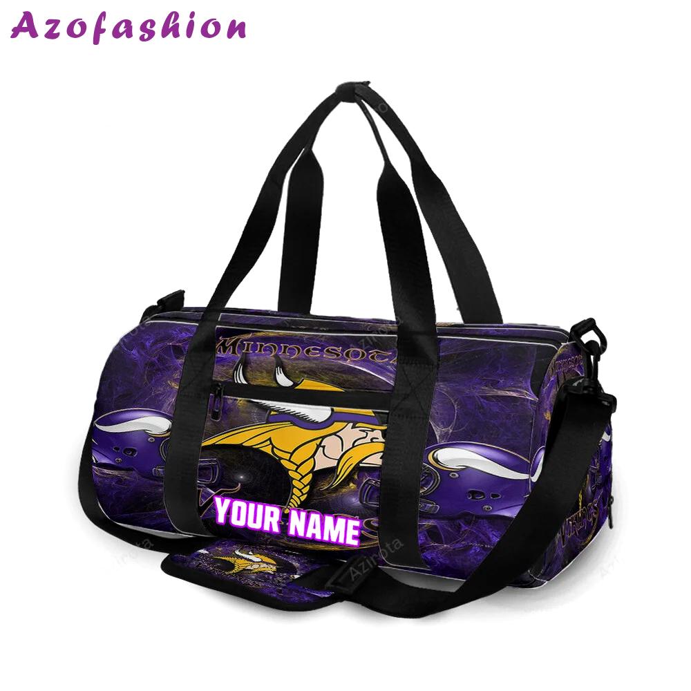 Minnesota vikings emblem helmet v2 personalized name travel bag gym bag 1796 Travel Bag