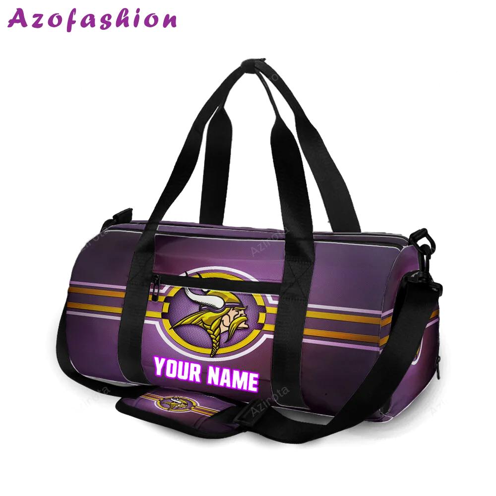 Minnesota vikings emblem metal v2 personalized name travel bag gym bag 253 Travel Bag