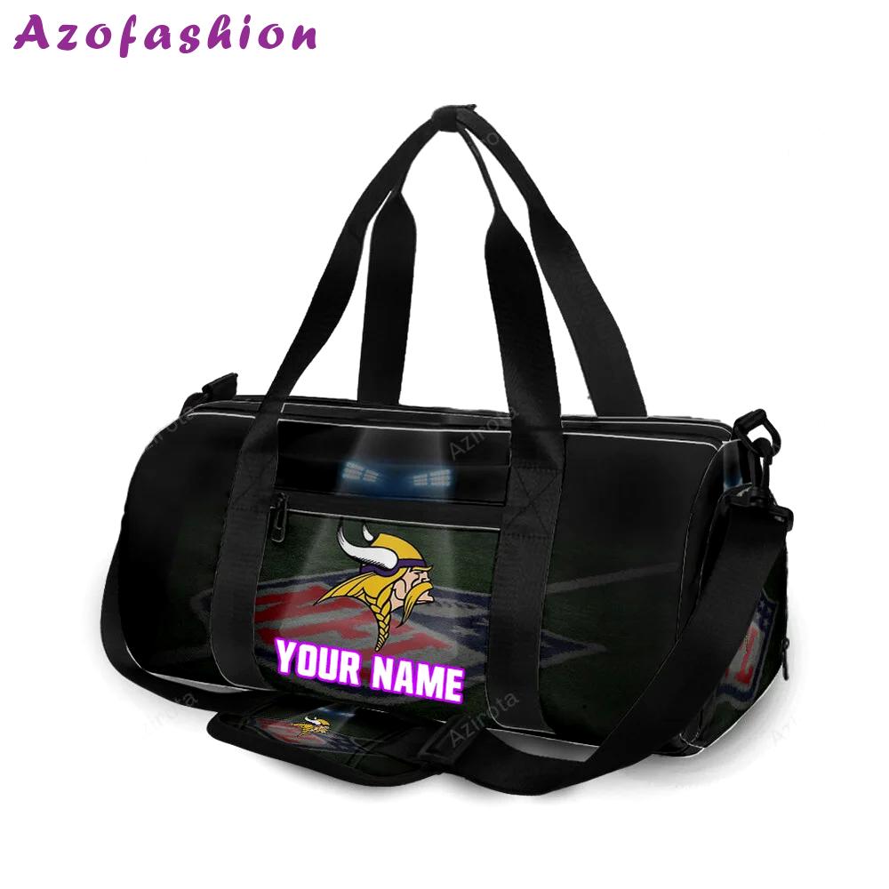 Minnesota vikings emblem nfl field personalized name travel bag gym bag 698 Travel Bag
