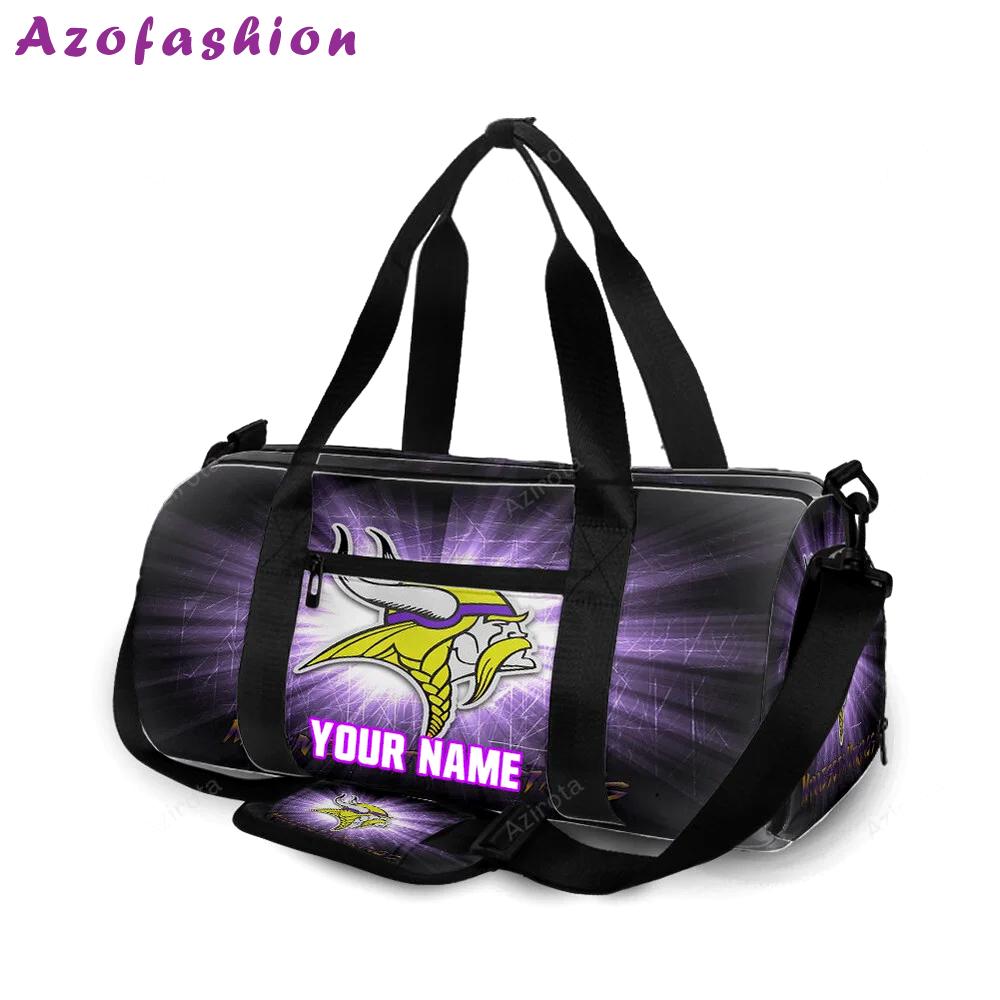 Minnesota vikings emblem scratch texture personalized name travel bag gym bag 1134 Travel Bag