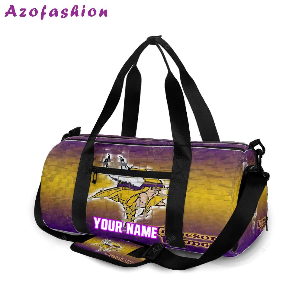 Minnesota vikings emblem shape personalized name travel bag gym bag 1009 Travel Bag