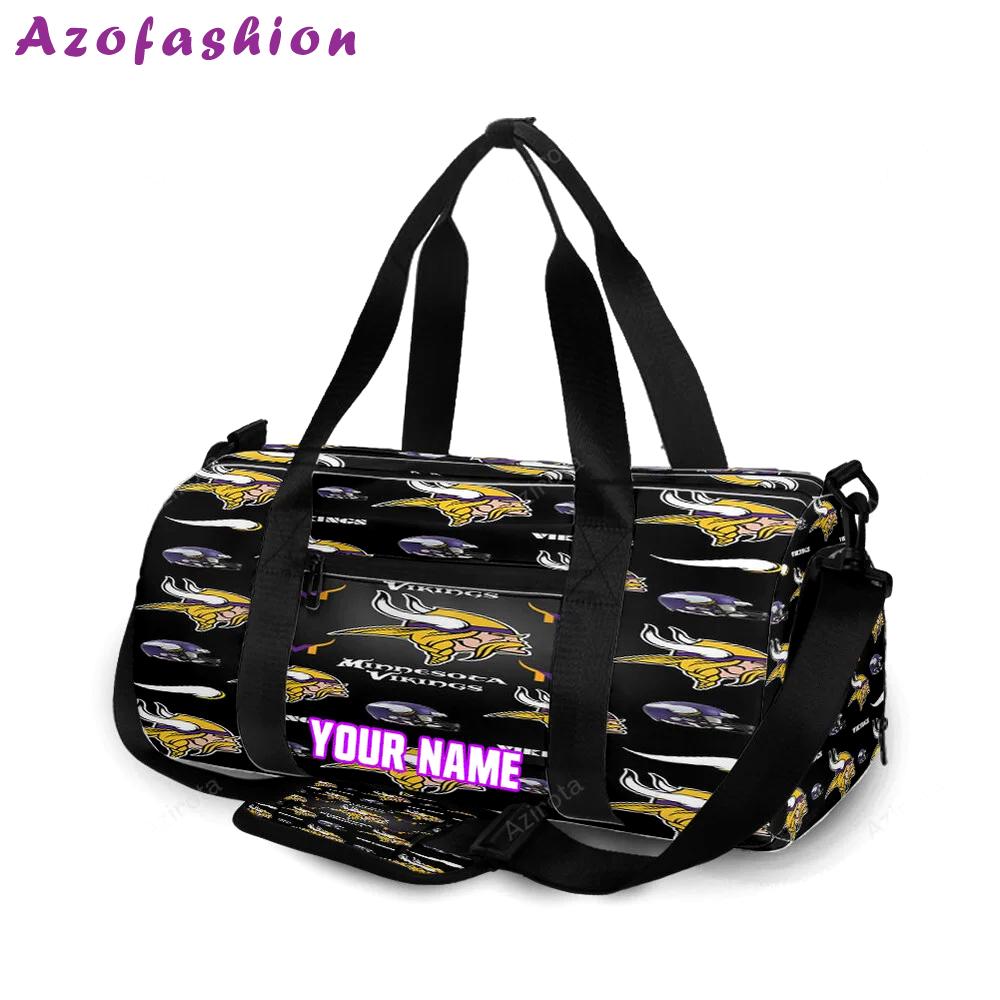 Minnesota vikings emblem v14 personalized name travel bag gym bag 220 Travel Bag