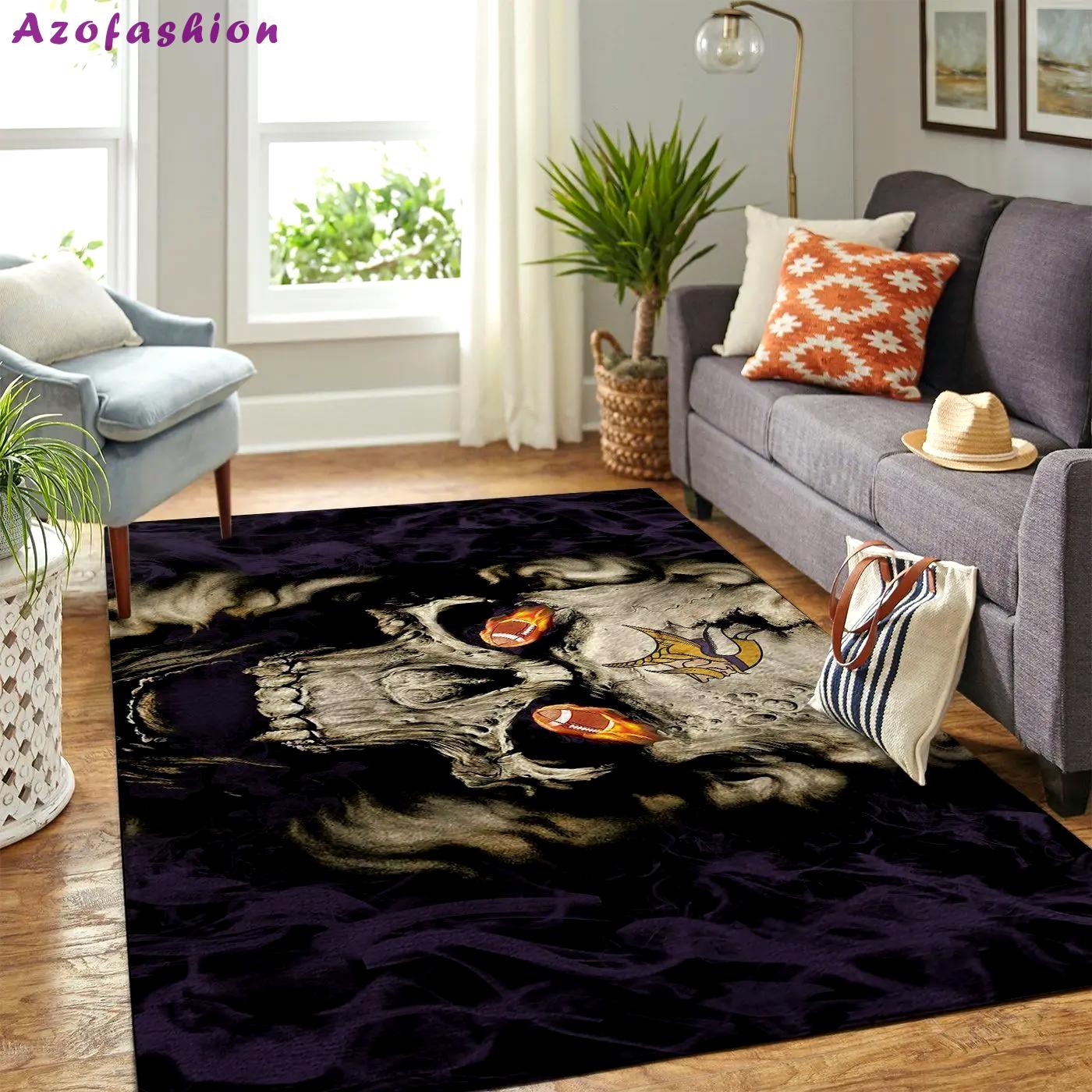 Minnesota vikings nfl skull style living room carpet rug regtangle carpet Rectangle Rug