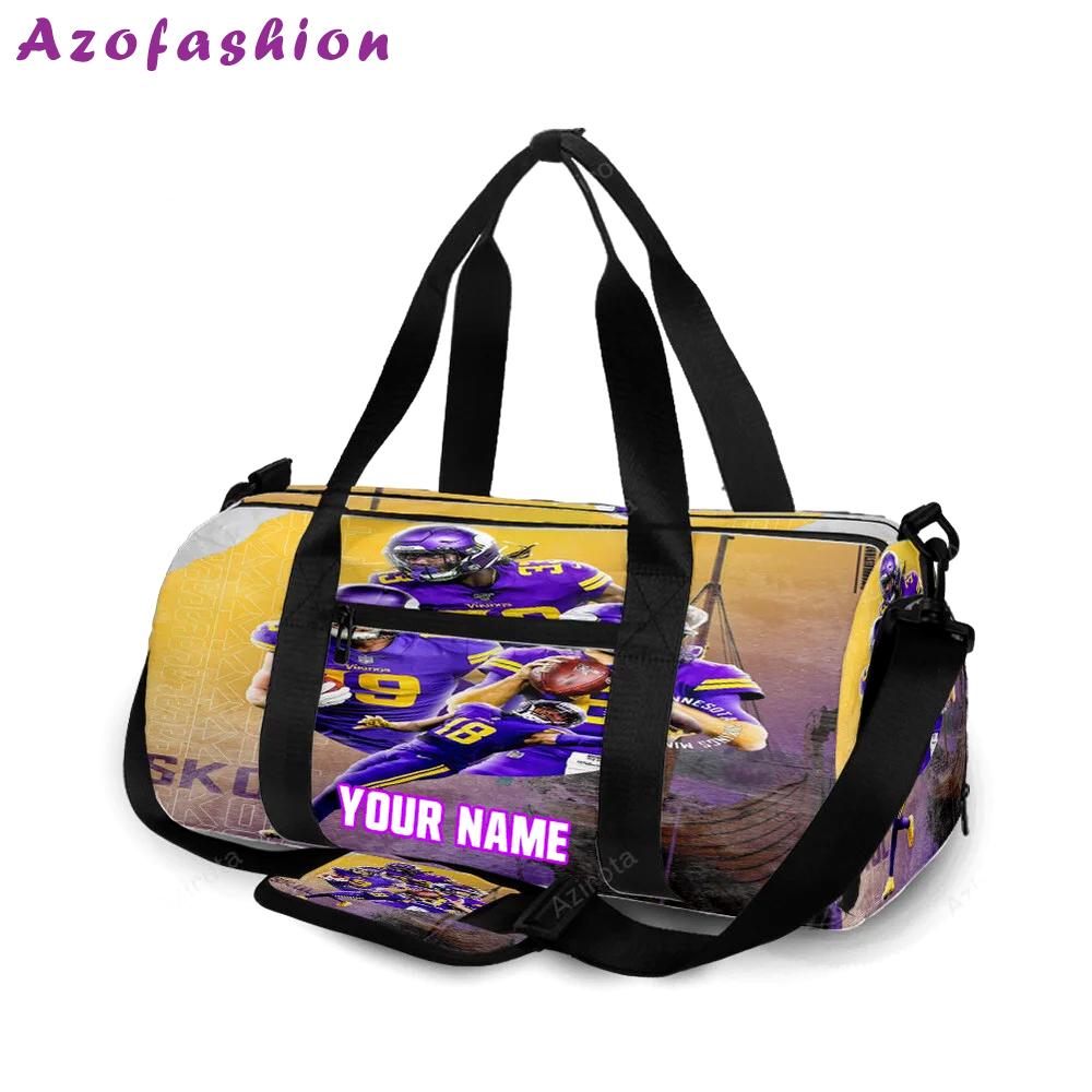 Minnesota vikings team v2 personalized name travel bag gym bag 6 Travel Bag