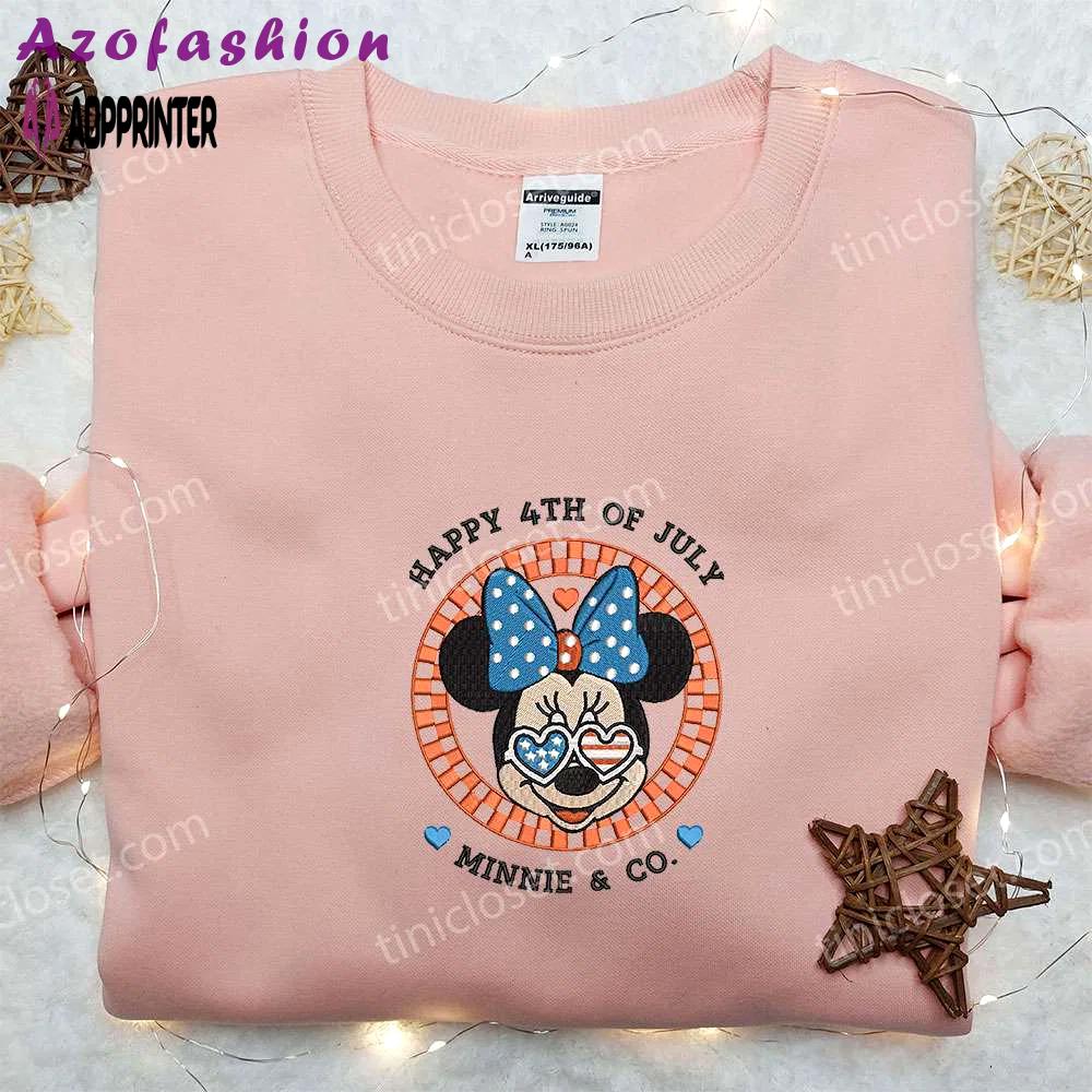 Minnie mouse 4th of july shirt: disney embroidered gift for national day celebrations Embroidered Shirt