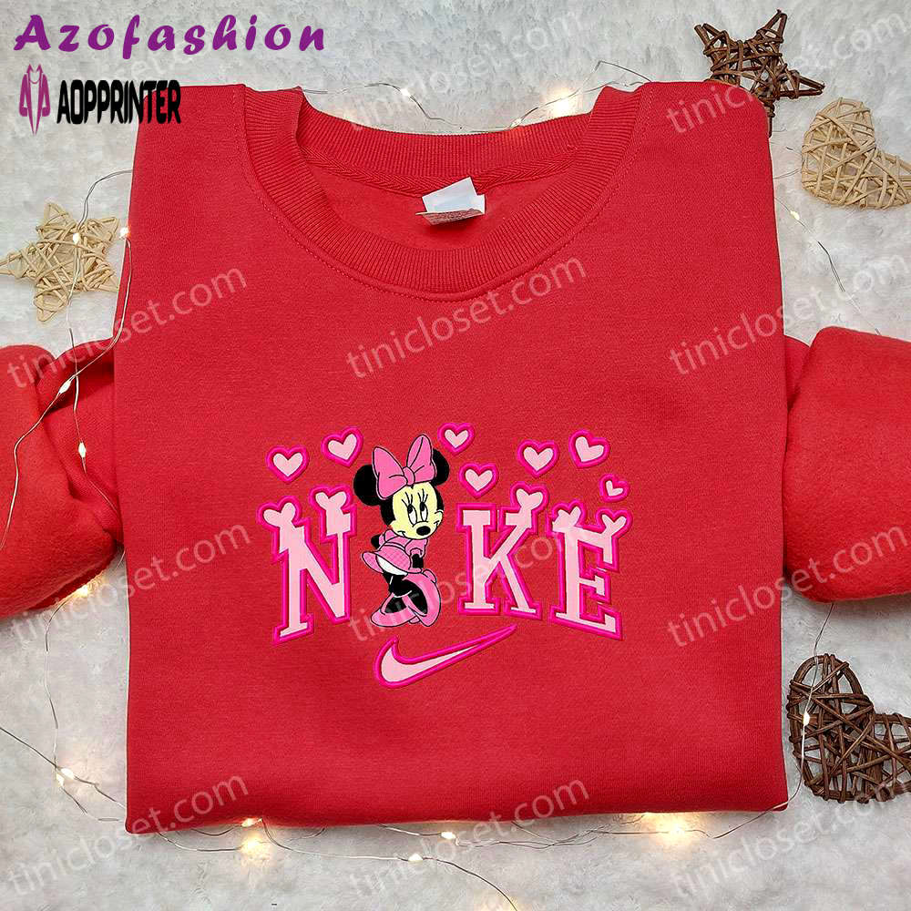 Minnie mouse heart x nike cartoon embroidered sweatshirt: best valentine s day gift ideas Embroidered Shirt
