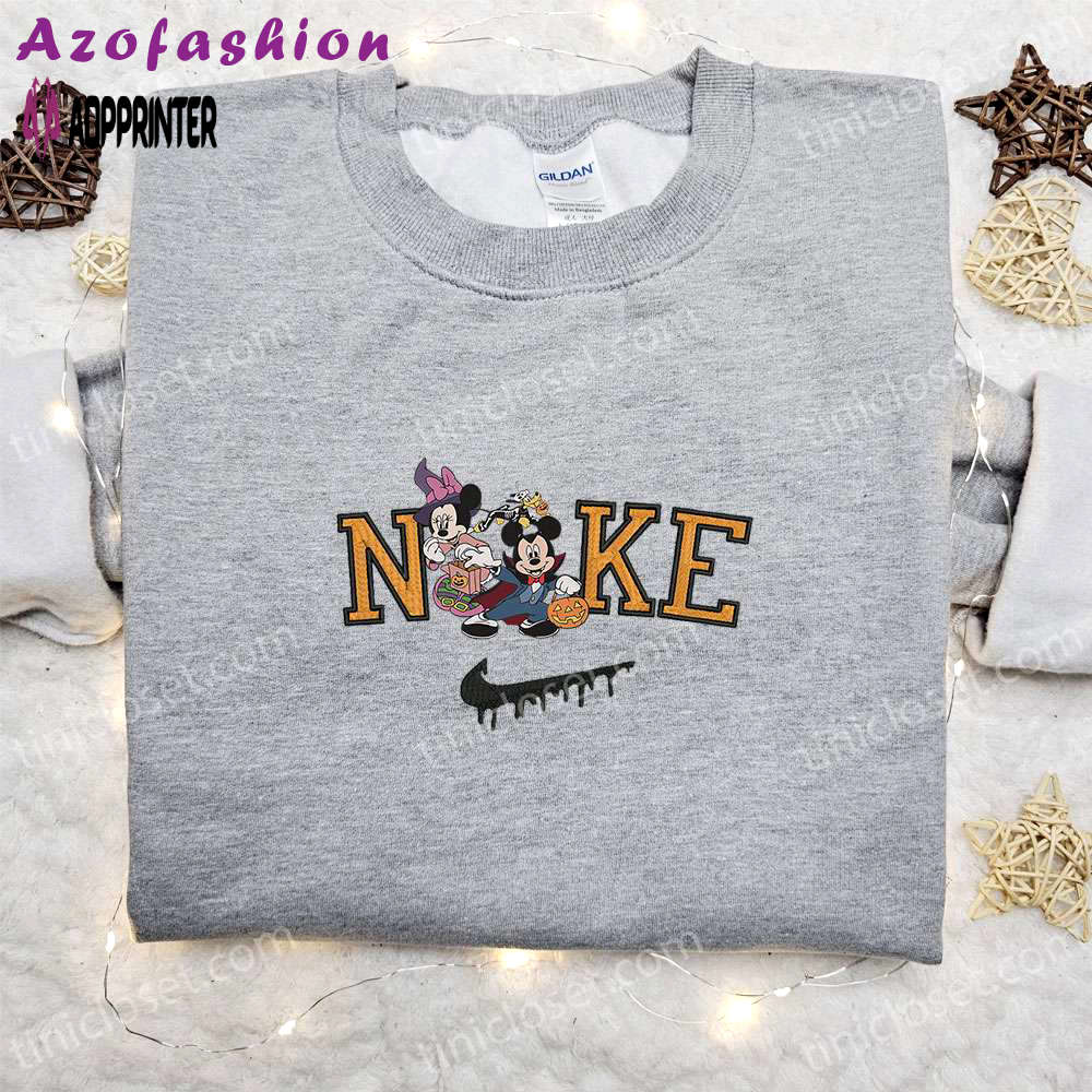 Minnie witch & mickey dracula x nike embroidered sweatshirt: best halloween gift ideas Embroidered Shirt