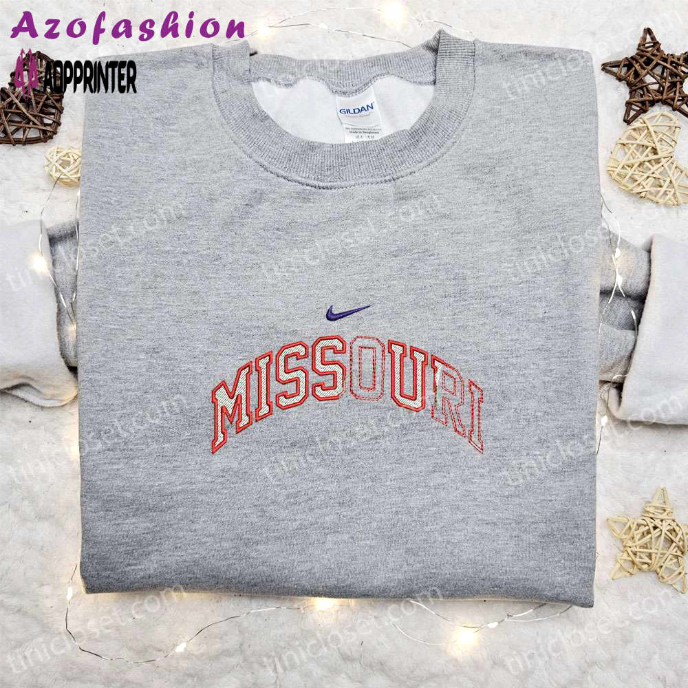 Missouri x nike swoosh & nation flag embroidered shirts – custom nike apparel Embroidered Shirt