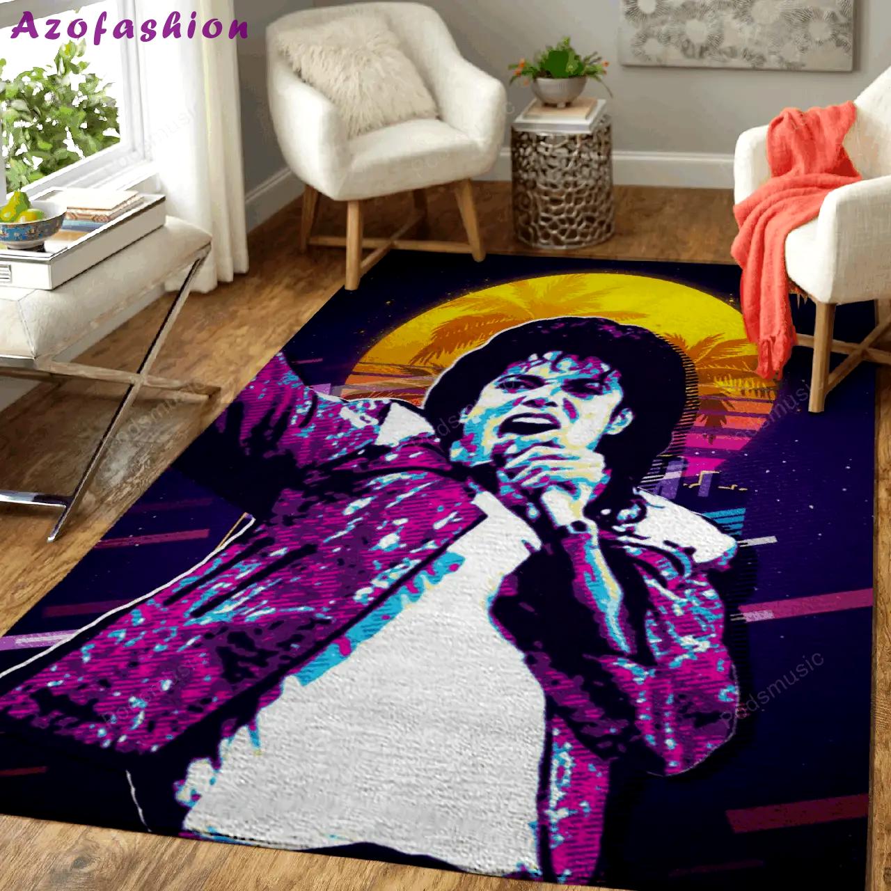Mj 80s retro music art for fans area rug living room carpet rug regtangle carpet floor decor home decor Rectangle Rug