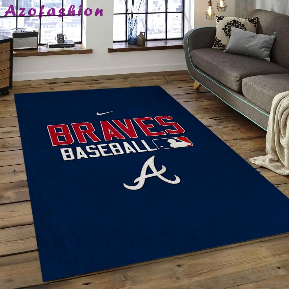 Mlb atlanta braves baseball team logo rectangle area ab06 Rectangle Rug