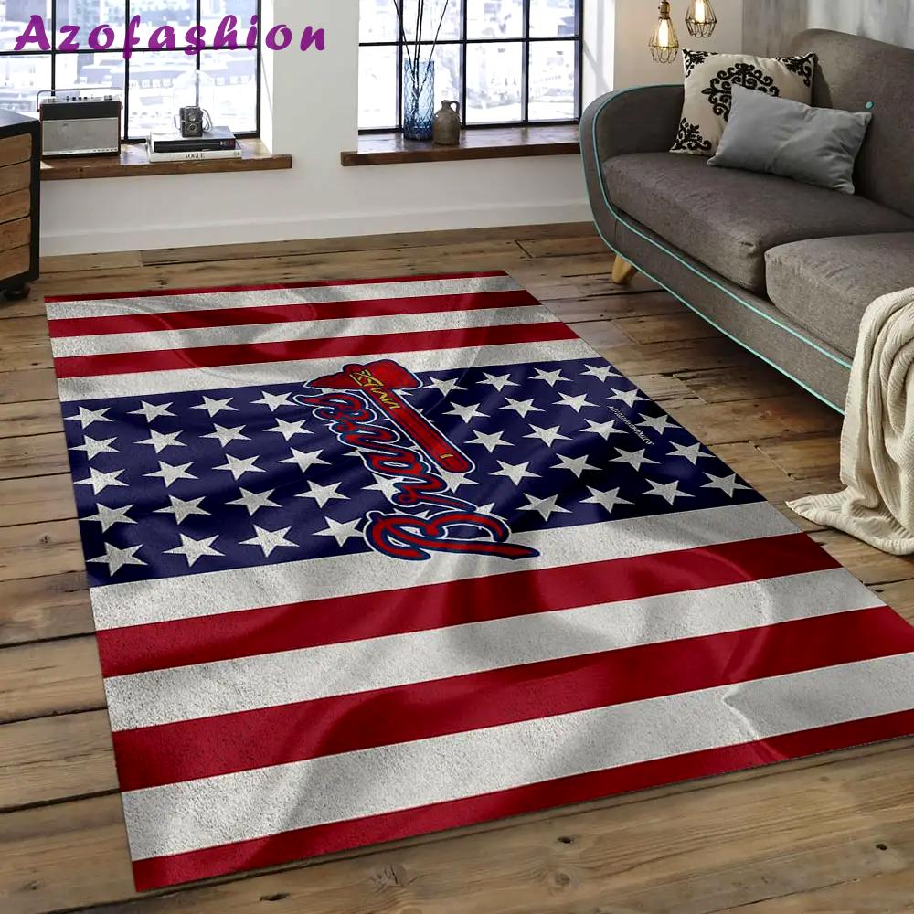 Mlb atlanta braves baseball team logo rectangle area ab21 Rectangle Rug