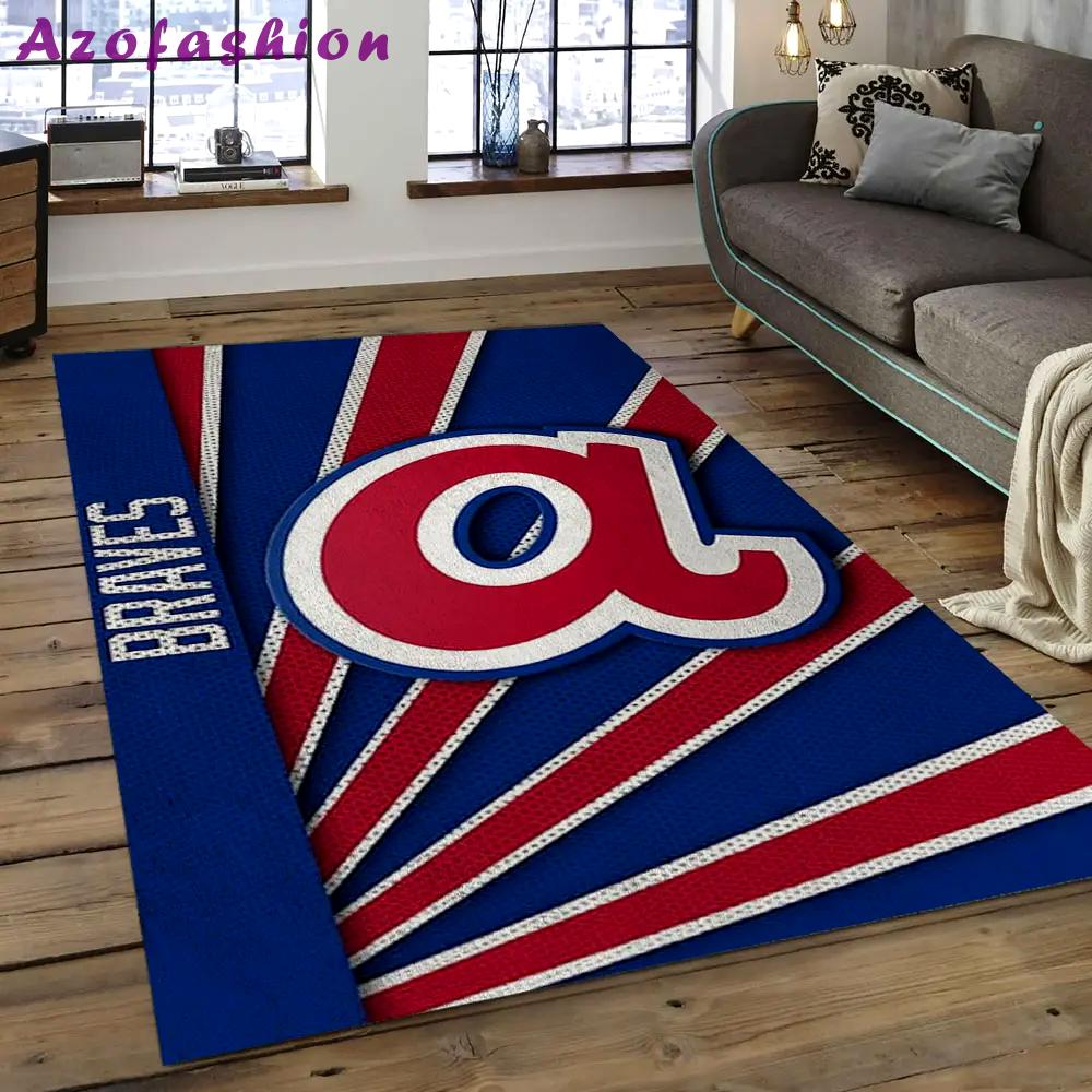 Mlb atlanta braves baseball team logo rectangle area ab24 Rectangle Rug