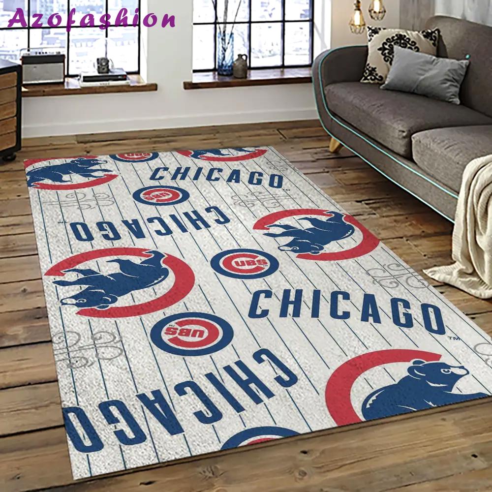 Mlb chicago cubs baseball team logo sport carpet rectangle area rug for living room cac21 Rectangle Rug