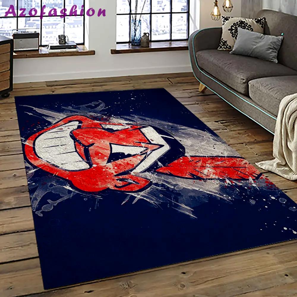 Mlb cleveland indians baseball team logo sport carpet rectangle area rug for living room ci25 Rectangle Rug