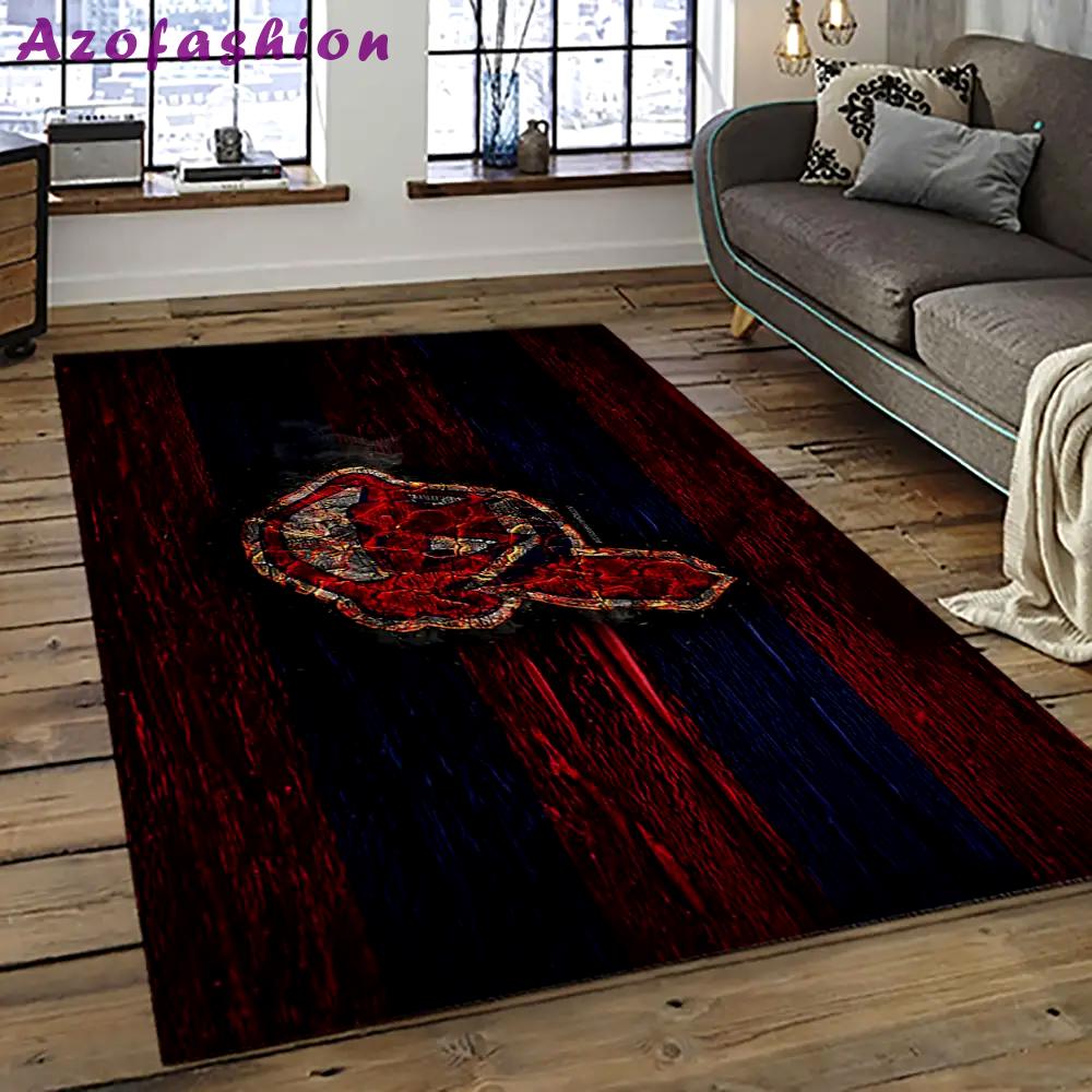 Mlb cleveland indians baseball team logo sport carpet rectangle area rug for living room ci26 Rectangle Rug