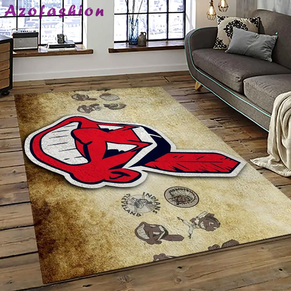 Mlb cleveland indians baseball team logo sport carpet rectangle area rug for living room ci41 Rectangle Rug