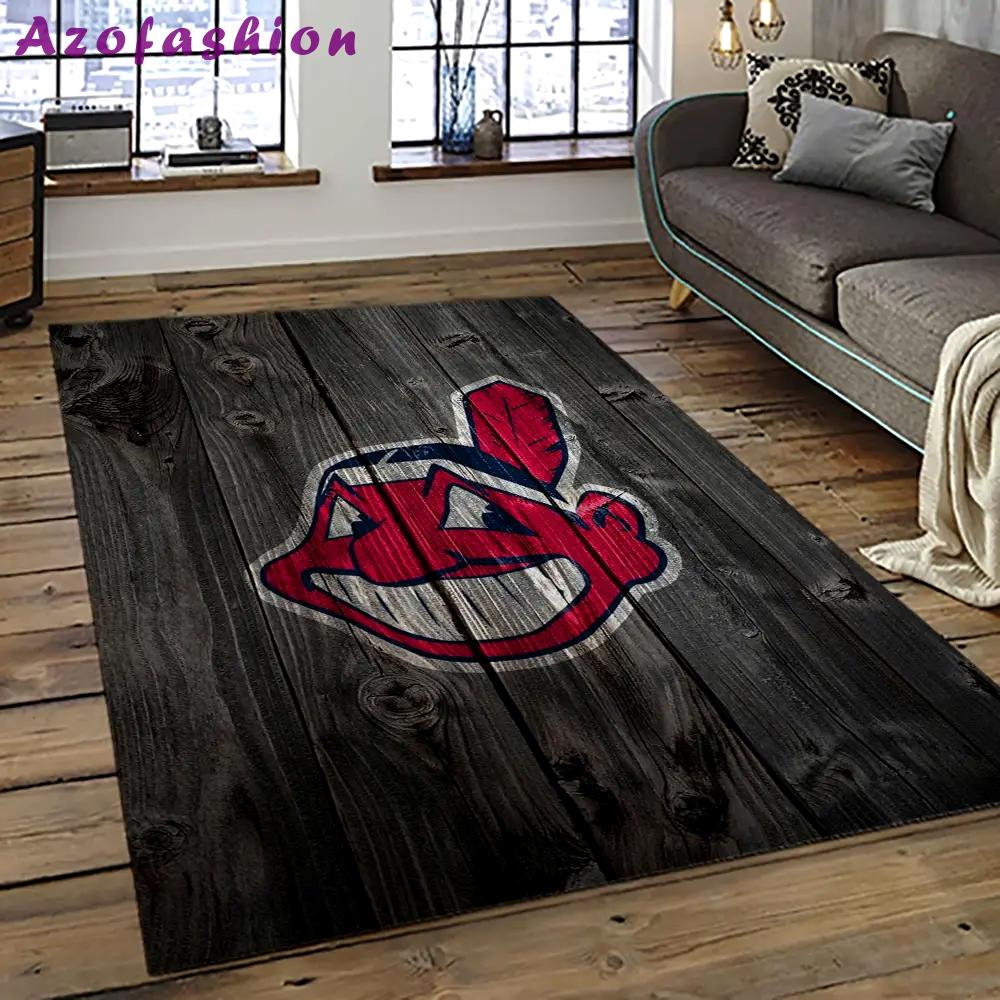 Mlb cleveland indians baseball team logo sport carpet rectangle area rug for living room ci43 Rectangle Rug