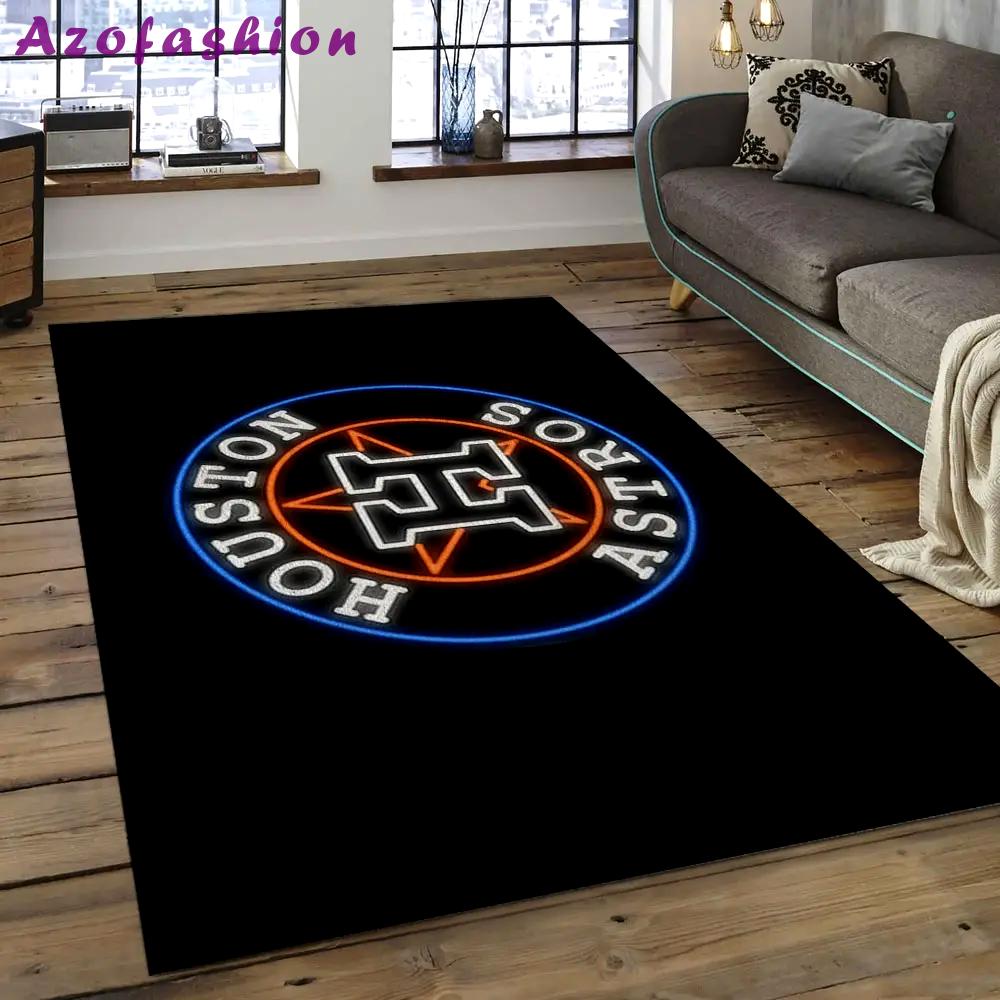 Mlb houston astros baseball team logo rectangle area ha10 Rectangle Rug