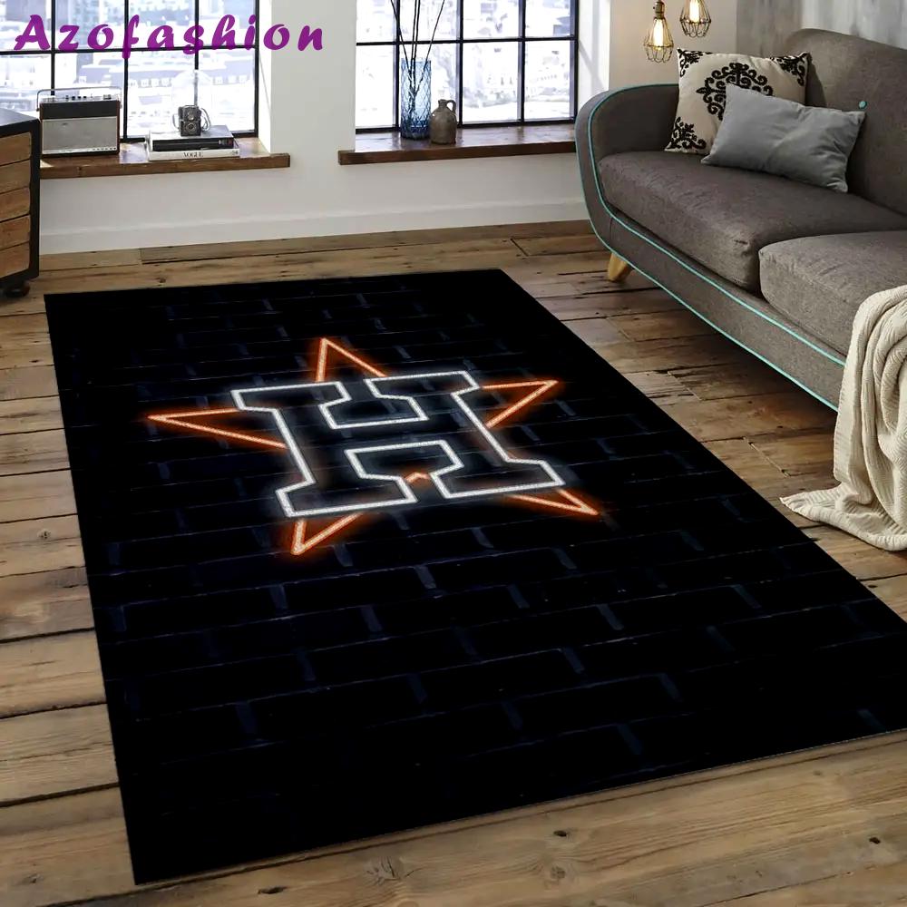Mlb houston astros baseball team logo rectangle area ha44 Rectangle Rug