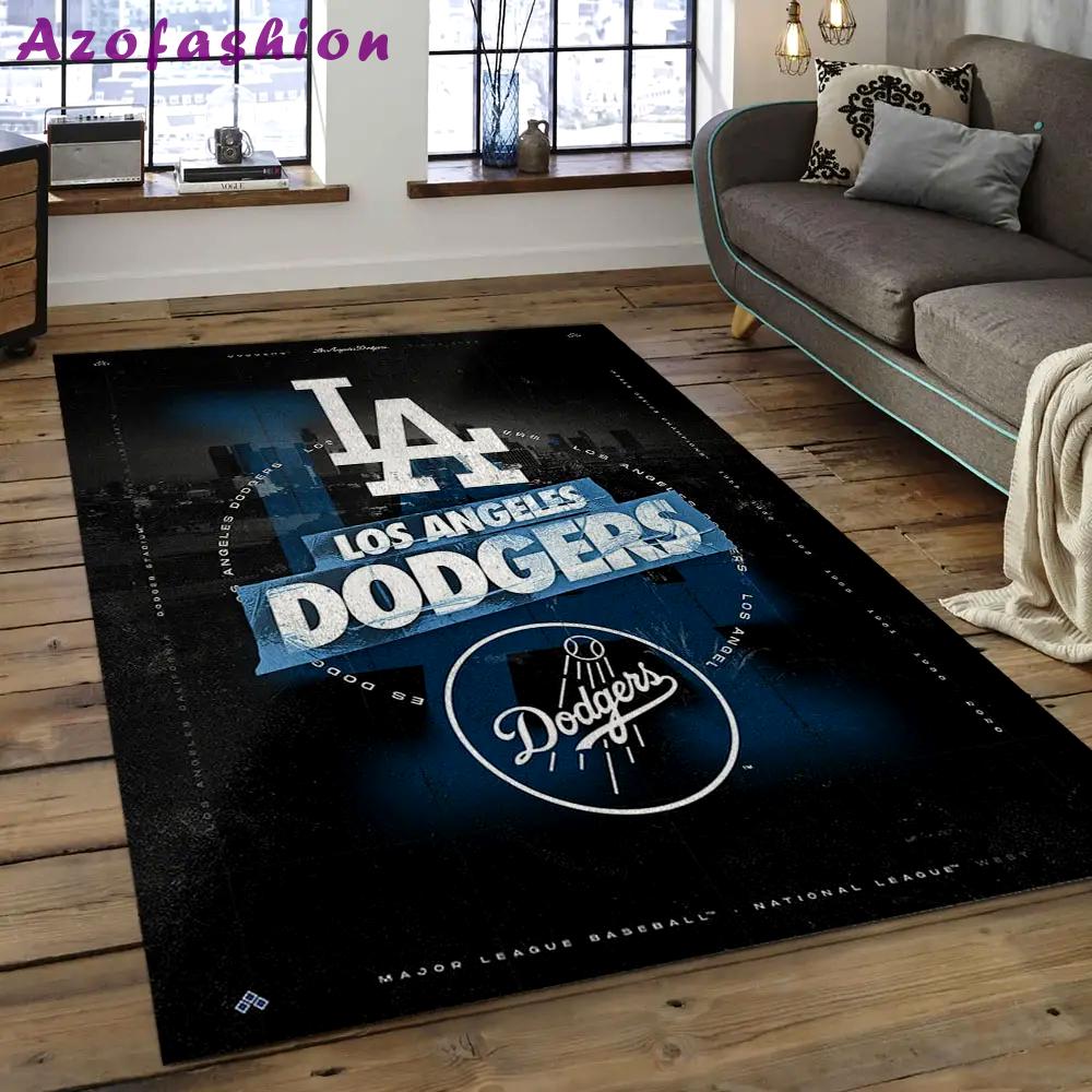 Mlb los angeles dodgers baseball team logo rectangle area lad69 Rectangle Rug