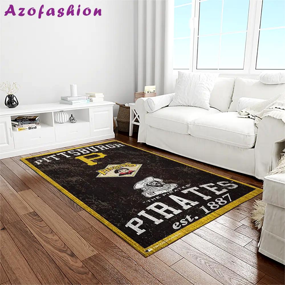 Mlb pittsburgh pirates baseball team logo rectangle area rug pp43 Rectangle Rug
