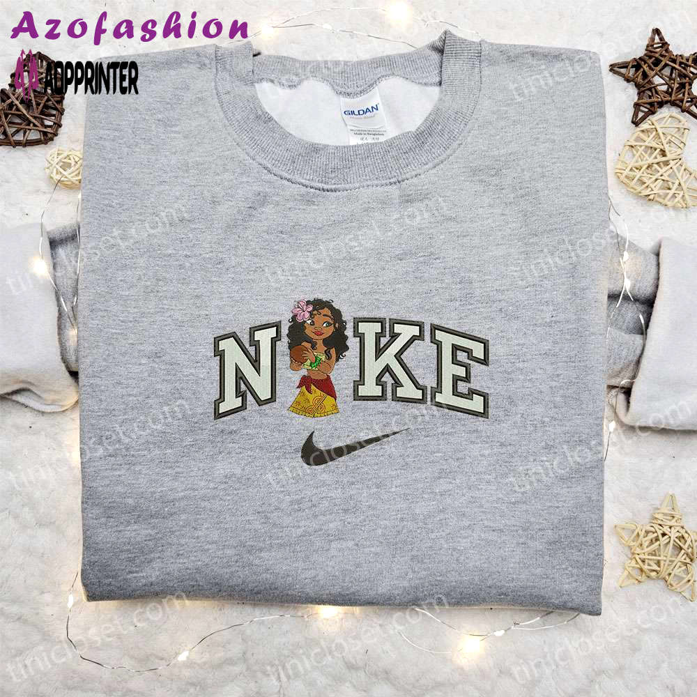 Moana x nike cartoon embroidered shirt – disney characters nike inspired apparel Embroidered Shirt