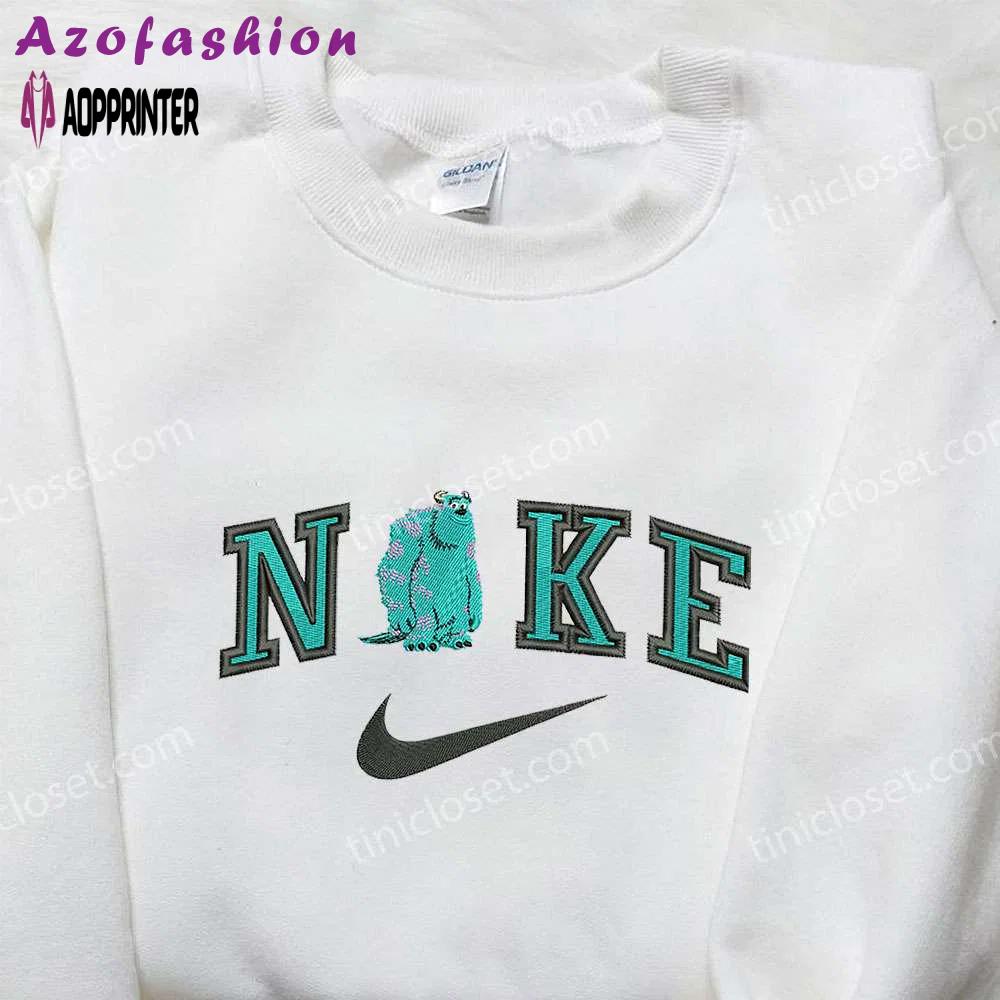 Monsters inc disney embroidered shirt – james p sullivan x nike swoosh nike inspired sweatshirt Embroidered Shirt