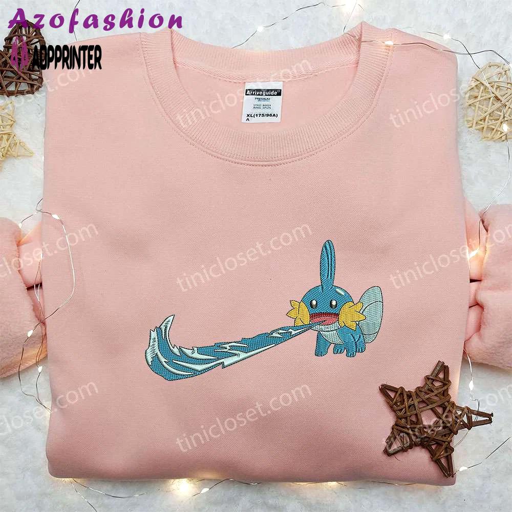 Mudkip x nike embroidered shirt: pokemon & nike inspired design Embroidered Shirt