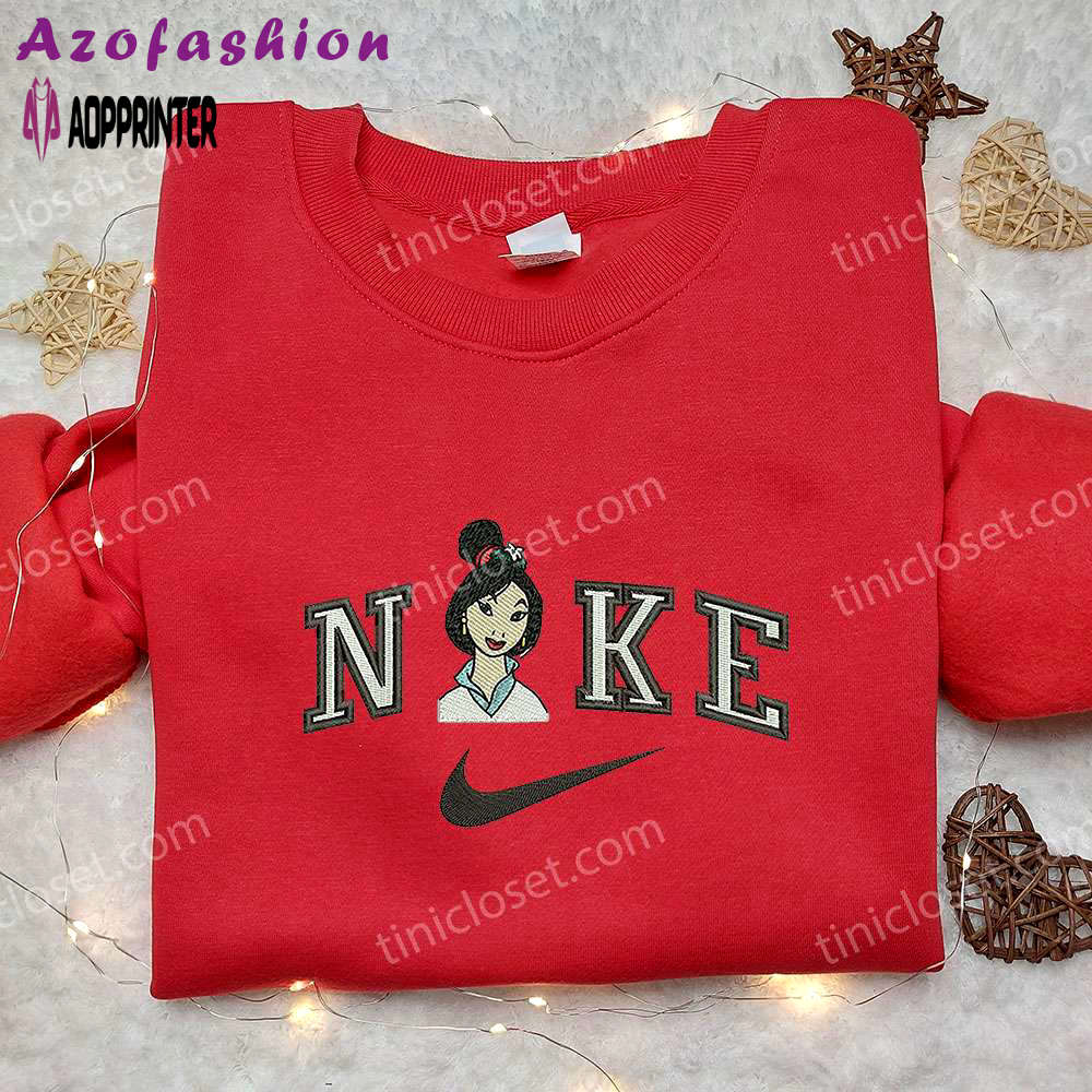 Mulan x nike embroidered shirt: disney movie inspired Embroidered Shirt