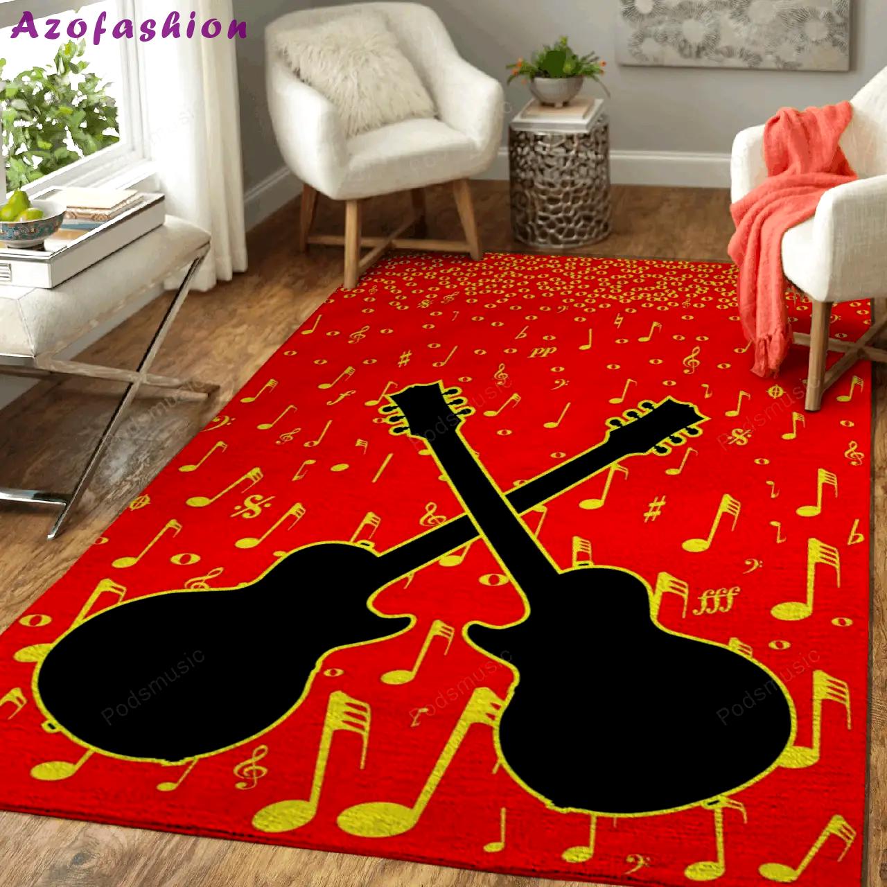 Music and guitar musical art for fans area rug living room carpet rug regtangle carpet floor decor home decor Rectangle Rug