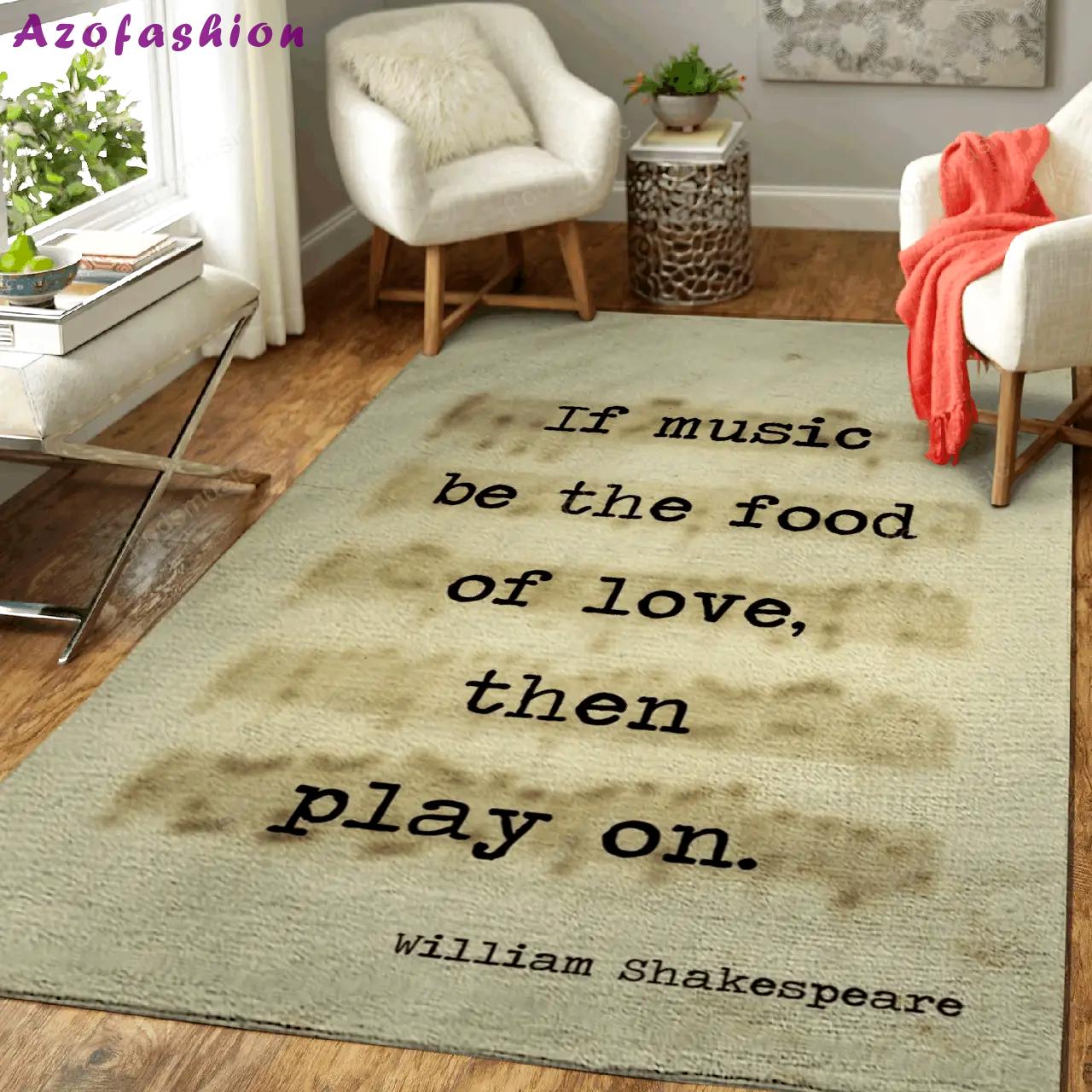 Music food love quote quotes quotations quoque art for fans area rug living room carpet rug regtangle carpet floor decor home decor Rectangle Rug