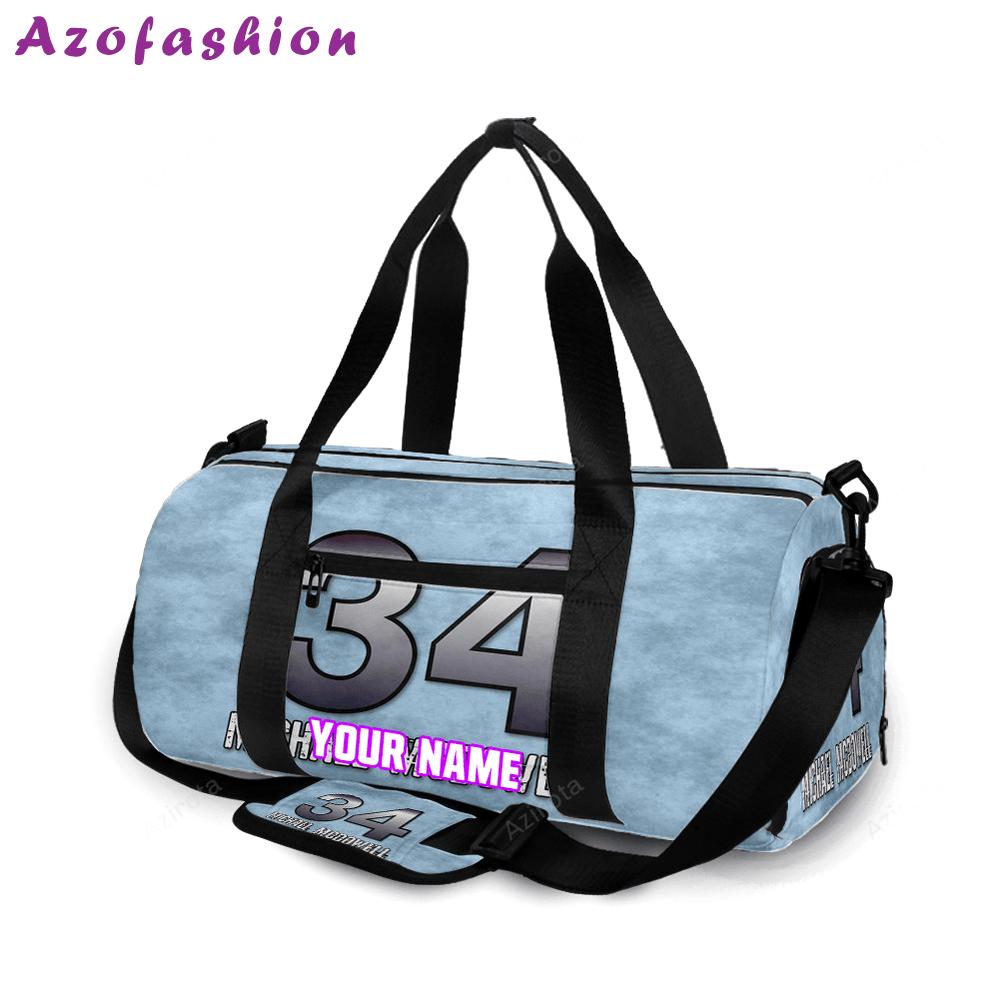 Nascar front row motor sports mc dowell 34 silver personalized name travel bag gym bag 188 Travel Bag