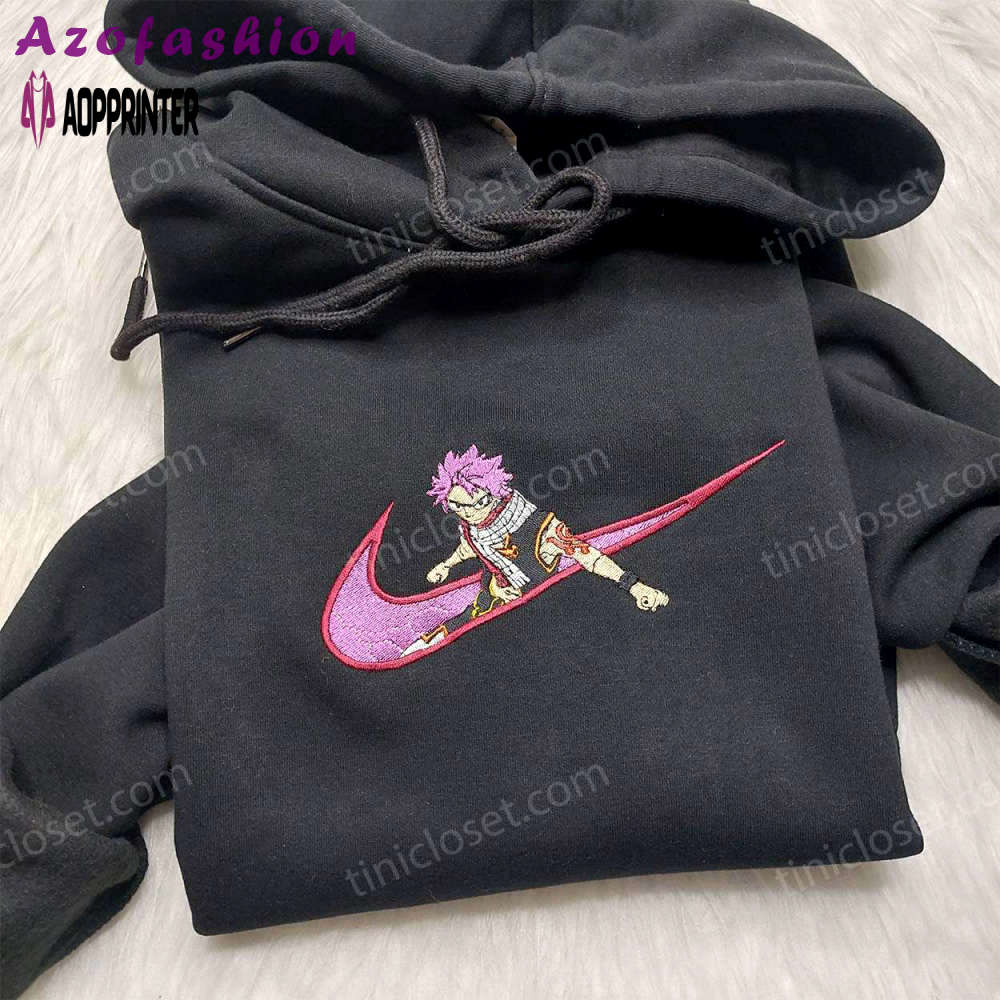 Natsu dragneel nike embroidered shirt – exclusively designed fairy tail anime apparel Embroidered Shirt