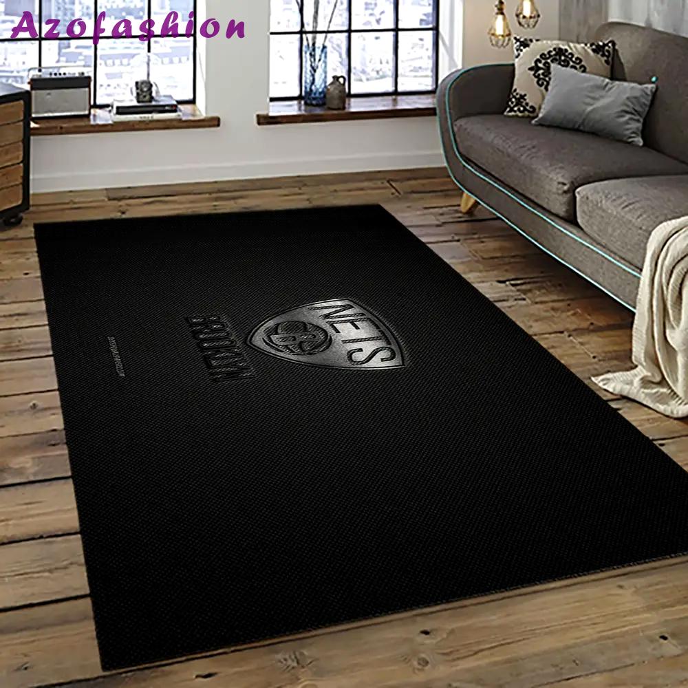 Nba brooklyn nets basketball team logo sport carpet rectangle area rug for living room brn24 Rectangle Rug