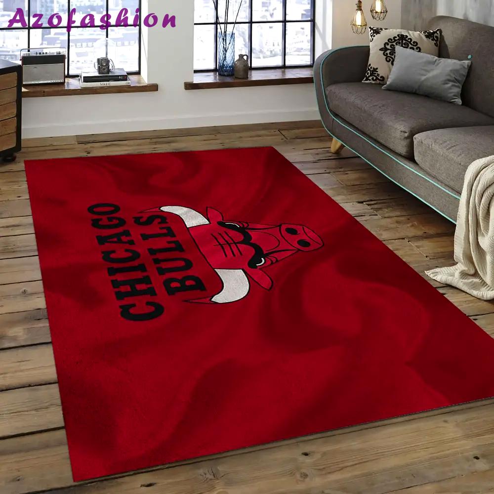 Nba chicago bulls basketball legend team logo rectangle area cb07 Rectangle Rug