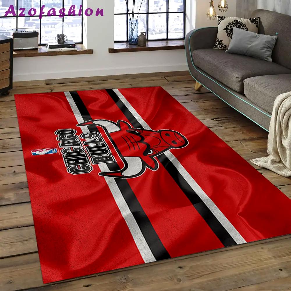 Nba chicago bulls basketball legend team logo rectangle area cb33 Rectangle Rug