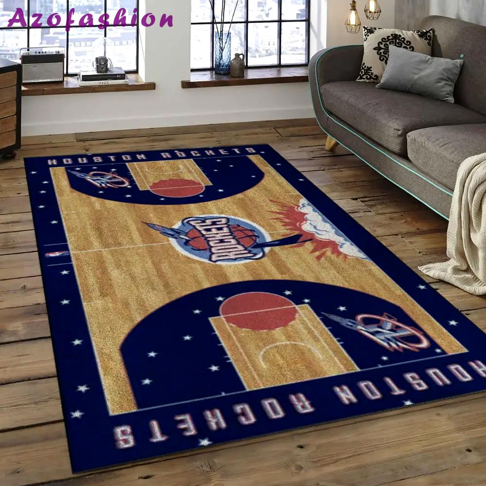 Nba houston rockets basketball legend team logo rectangle area hr23 Rectangle Rug