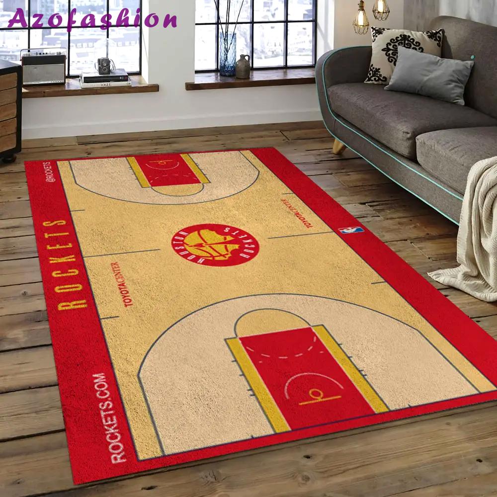 Nba houston rockets basketball legend team logo rectangle area hr26 Rectangle Rug