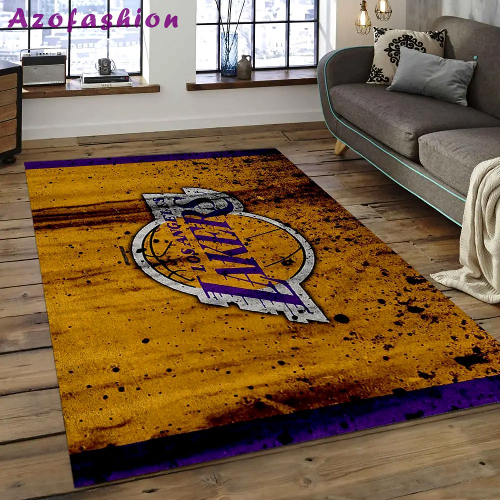 Nba los angeles lakers basketball legend team logo rectangle area lal23 Rectangle Rug