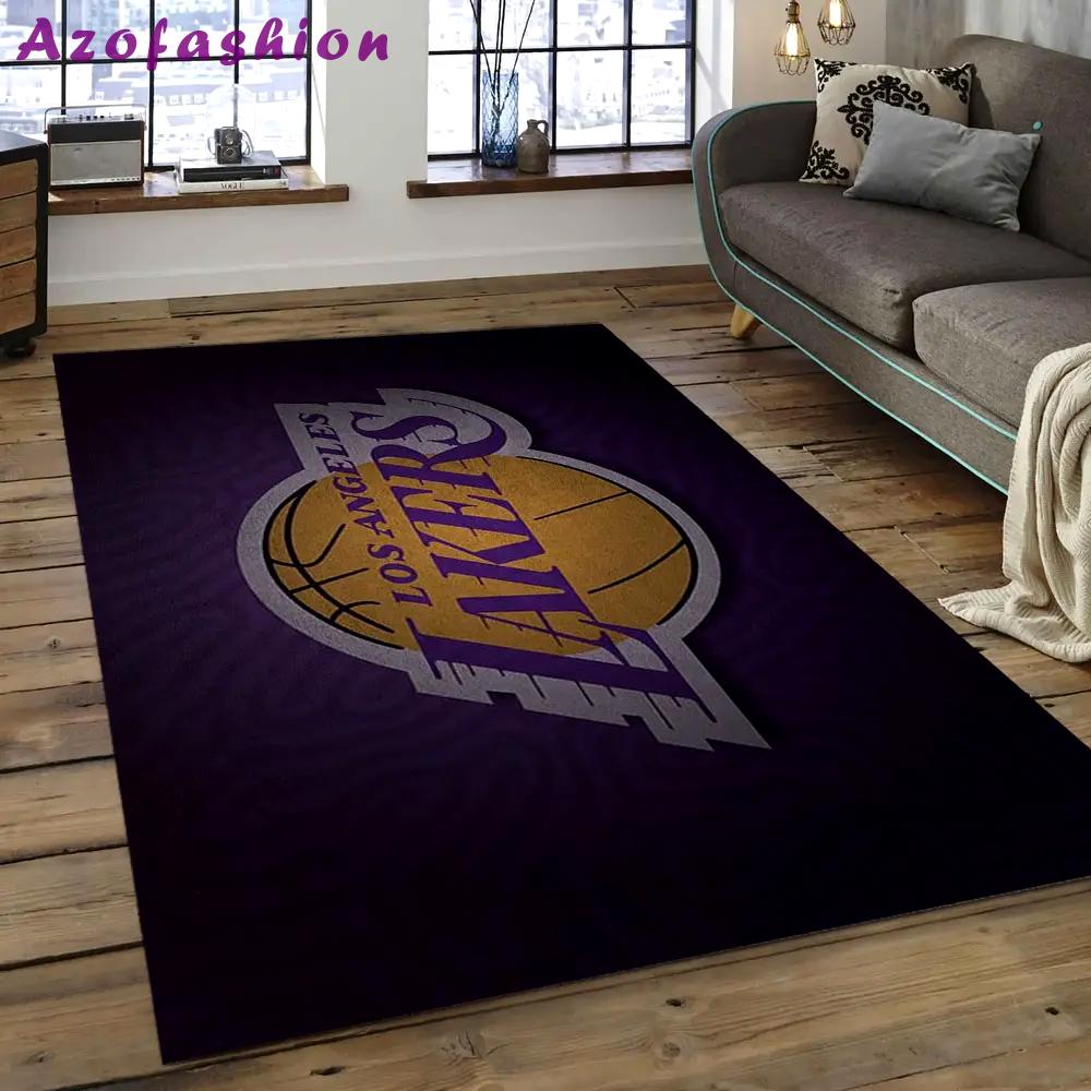 Nba los angeles lakers basketball legend team logo rectangle area lal43 Rectangle Rug