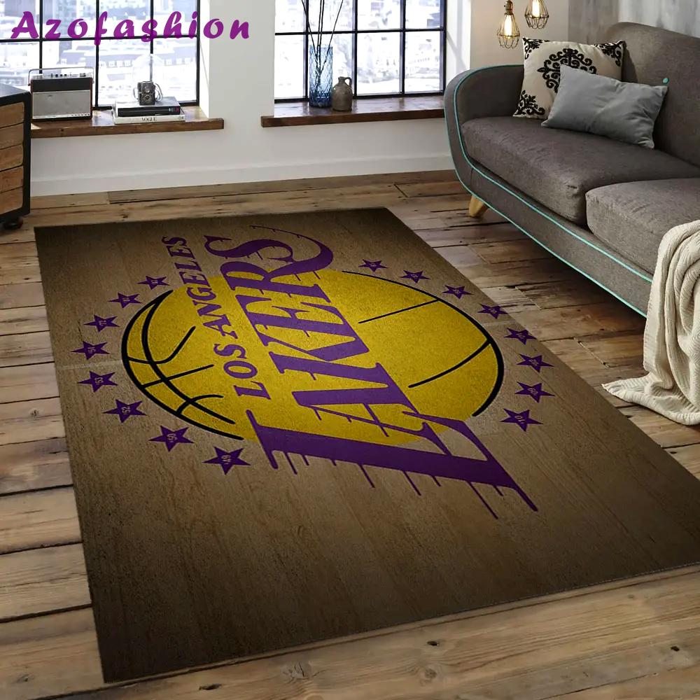 Nba los angeles lakers basketball legend team logo rectangle area lal48 Rectangle Rug