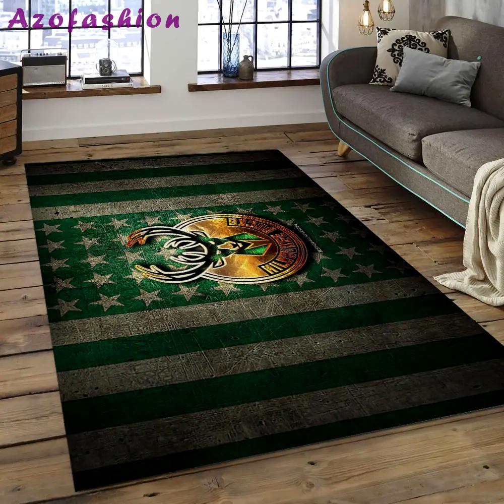Nba milwaukee bucks basketball legend team logo rectangle area mbs02 Rectangle Rug