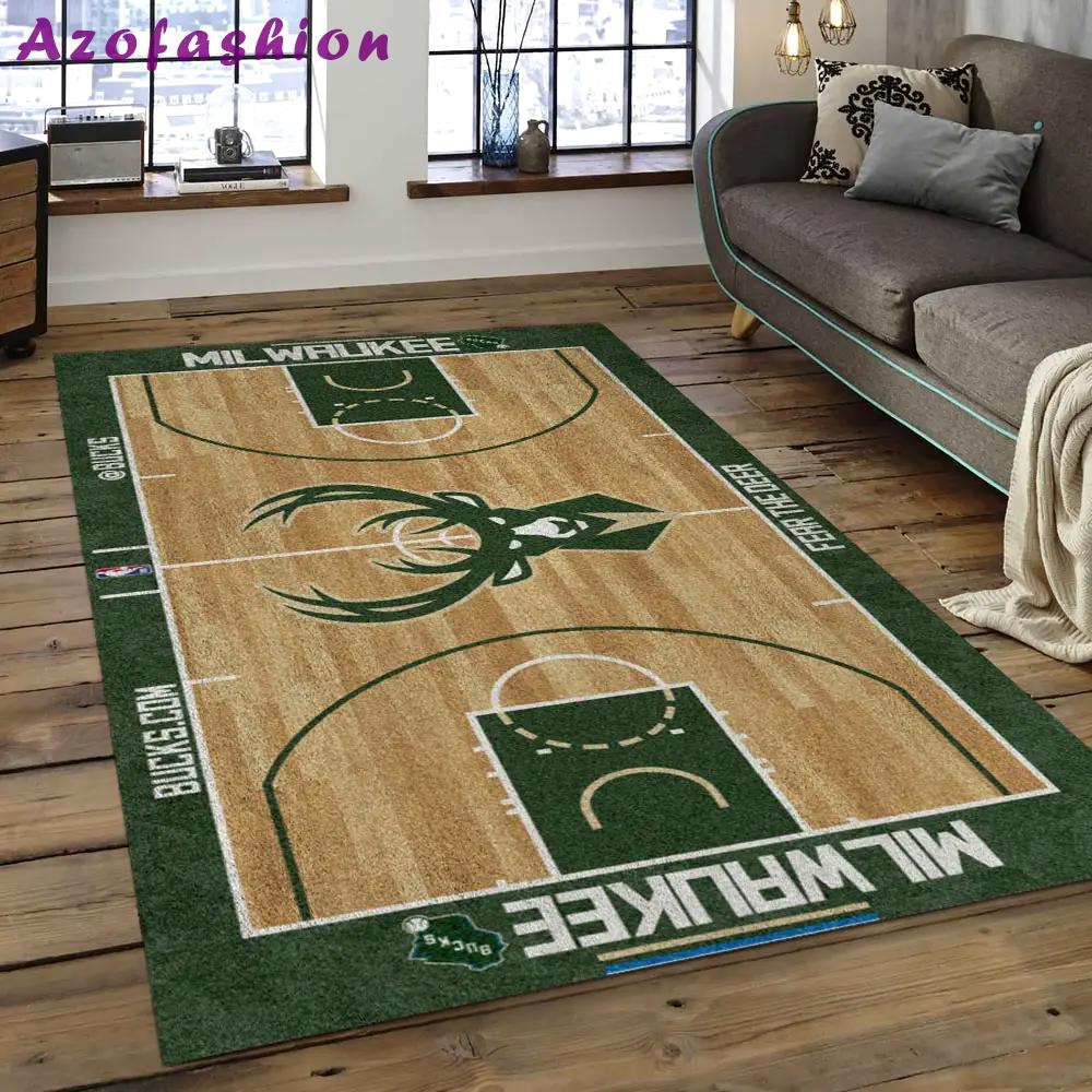 Nba milwaukee bucks basketball legend team logo rectangle area mbs23 Rectangle Rug