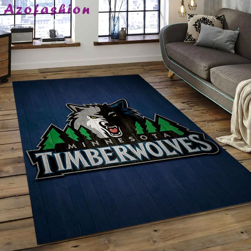 Nba minnesota timberwolves basketball legend team logo rectangle area mt26 Rectangle Rug
