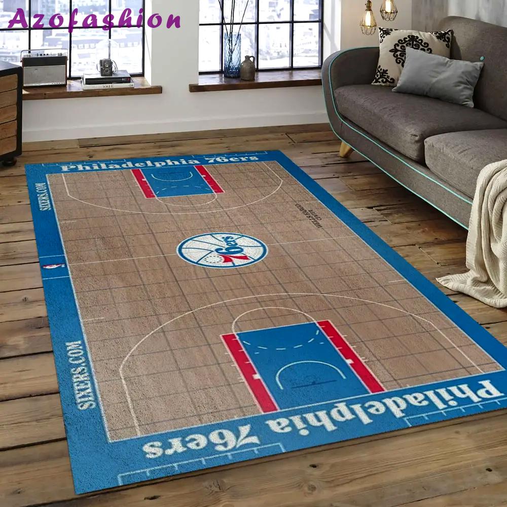 Nba philadelphia 76ers basketball legend team logo rectangle area p7605 Rectangle Rug