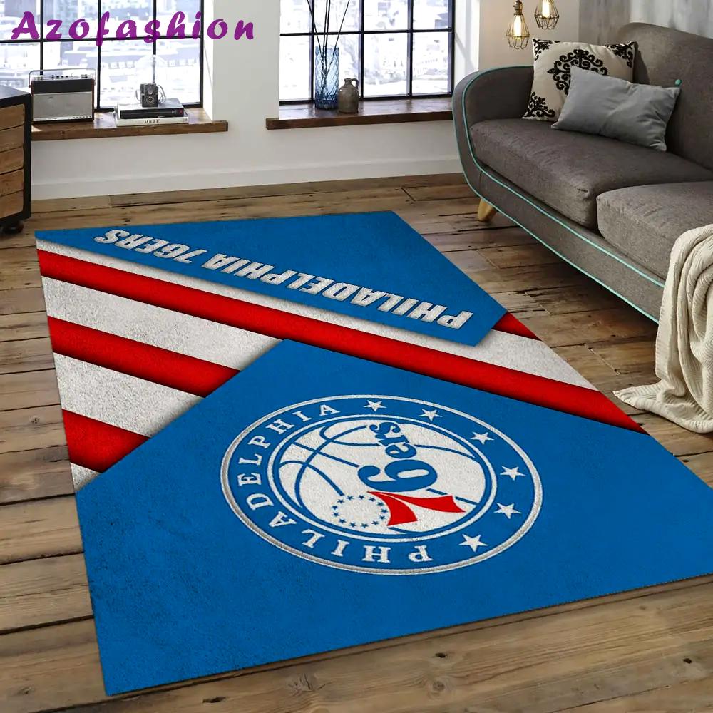 Nba philadelphia 76ers basketball legend team logo rectangle area p7633 Rectangle Rug