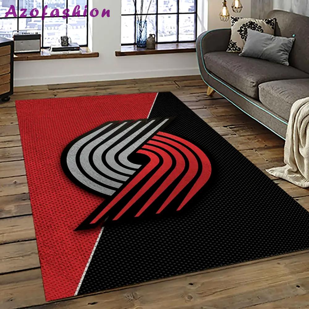 Nba portland trail blazers basketball team logo sport carpet rectangle area rug for living room ptb2 Rectangle Rug