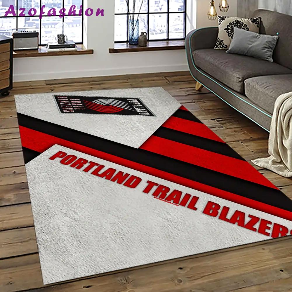 Nba portland trail blazers basketball team logo sport carpet rectangle area rug for living room ptb34 Rectangle Rug