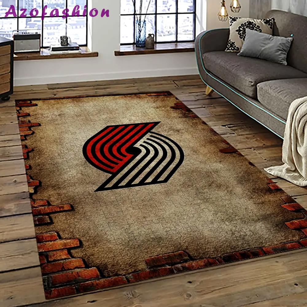 Nba portland trail blazers basketball team logo sport carpet rectangle area rug for living room ptb4 Rectangle Rug