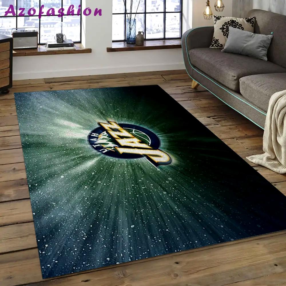 Nba utah jazz basketball legend team logo rectangle area uj12 Rectangle Rug